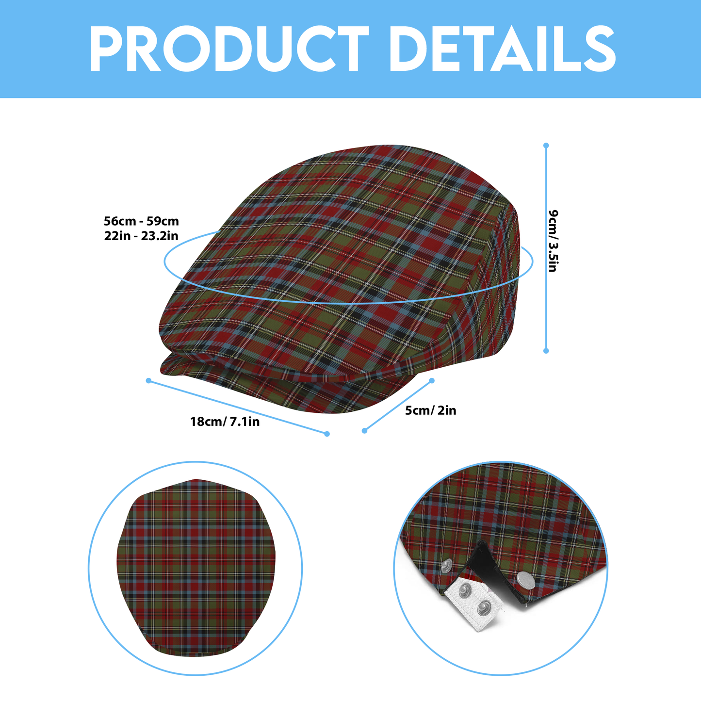 US State - Carolinas Tartan Flat Cap