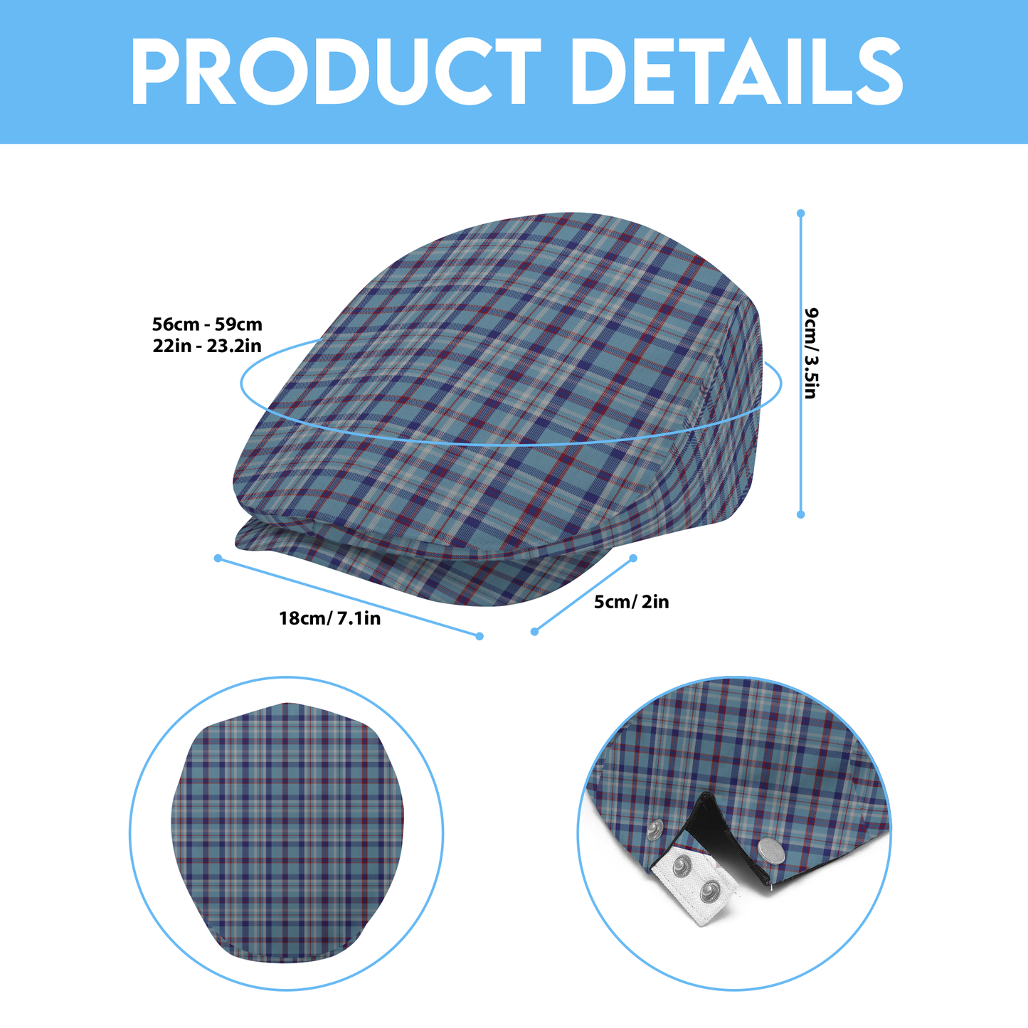 US State - Illiinois Tartan Flat Cap