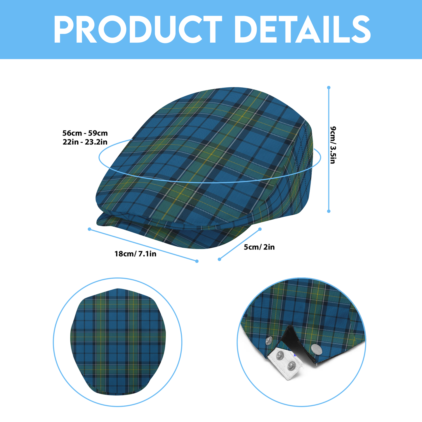 US State - Rhode Island Tartan Flat Cap