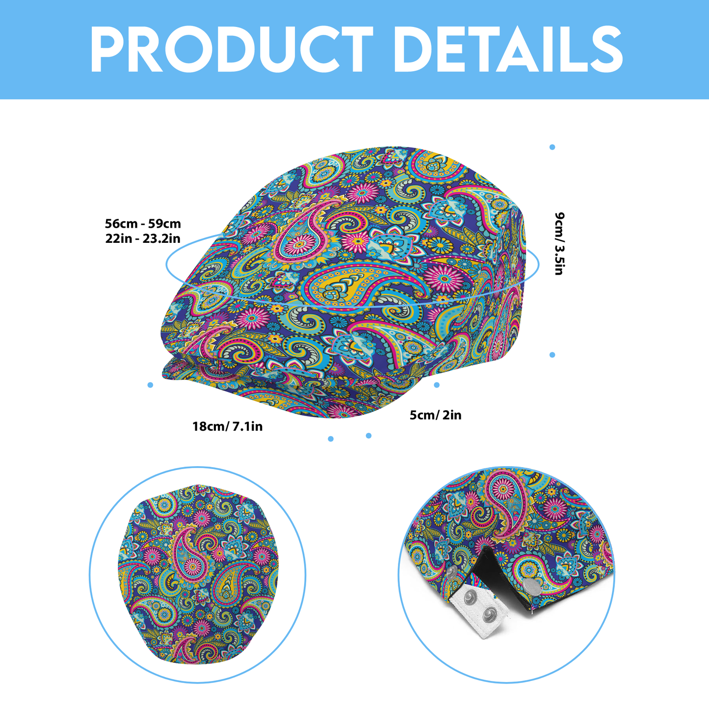 Paisley Multi Colour Flat Cap