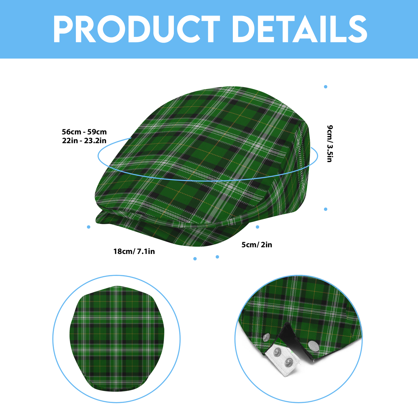 New World Irish Tartan Flat Cap