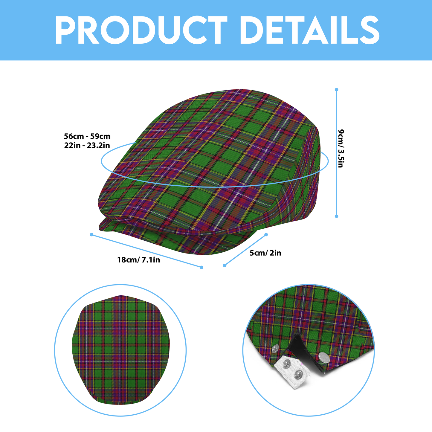 English County Derbyshire Tartan Flat Cap