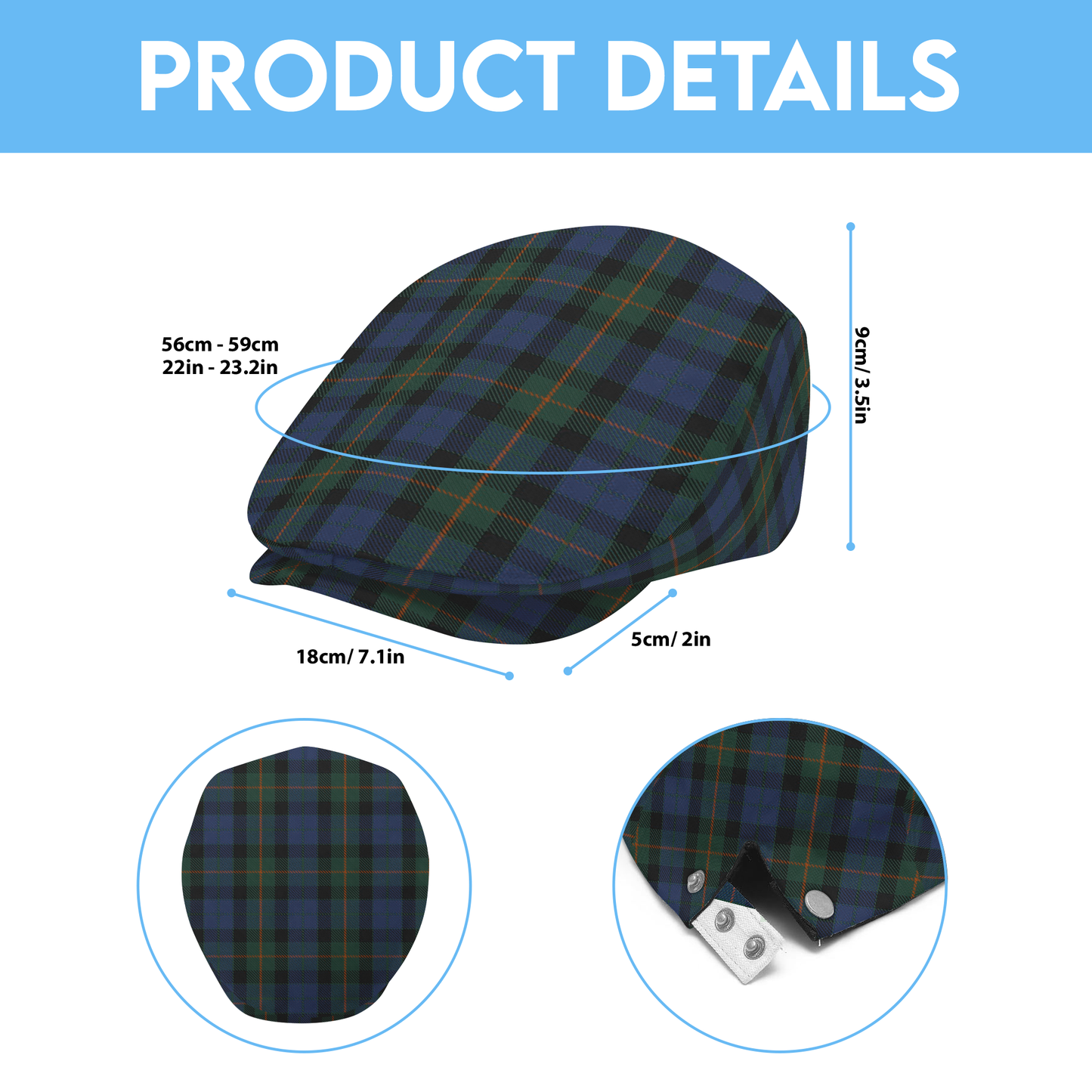 Clan Gunn Ancient Tartan Flat Cap