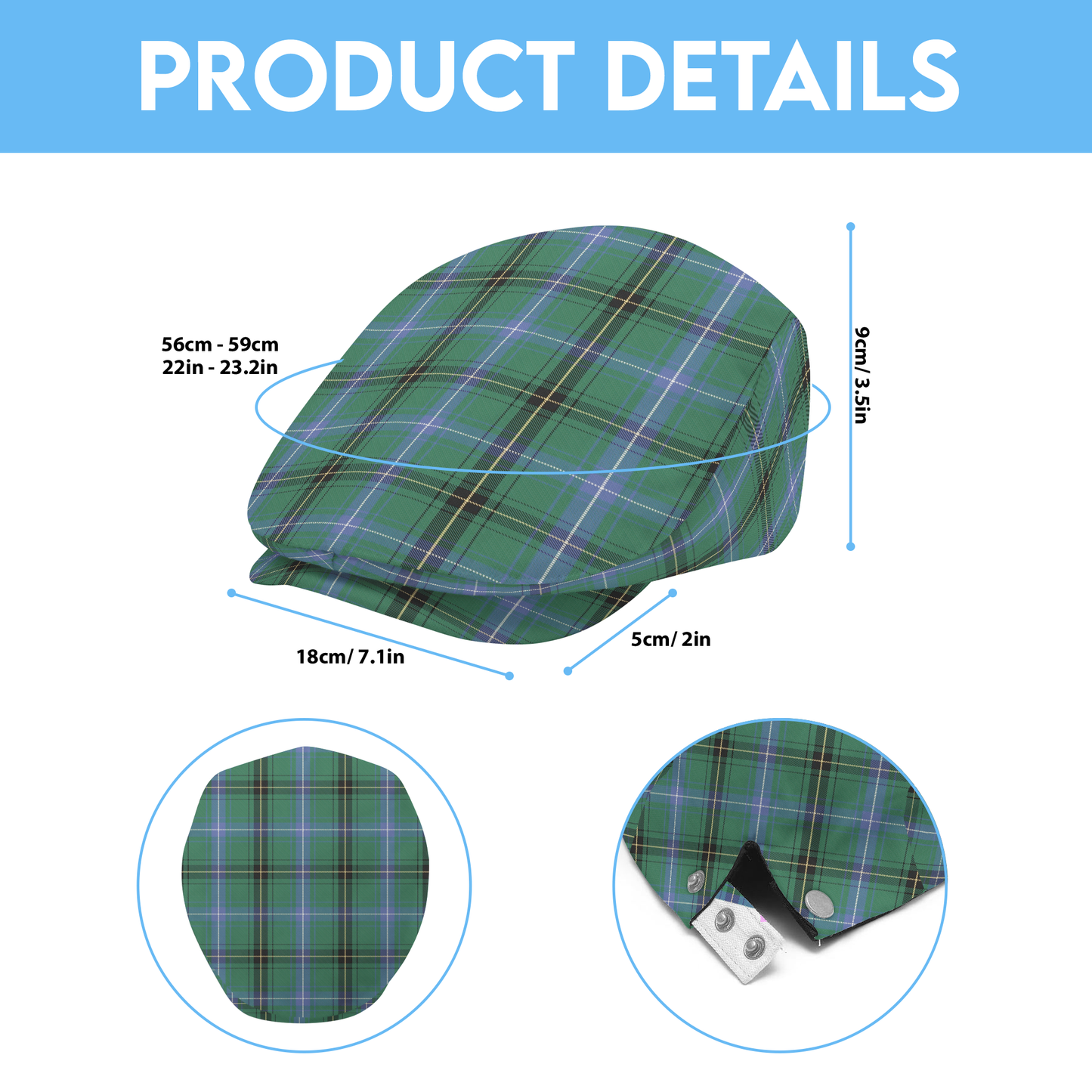 Clan Henderson Ancient Tartan Flat Cap