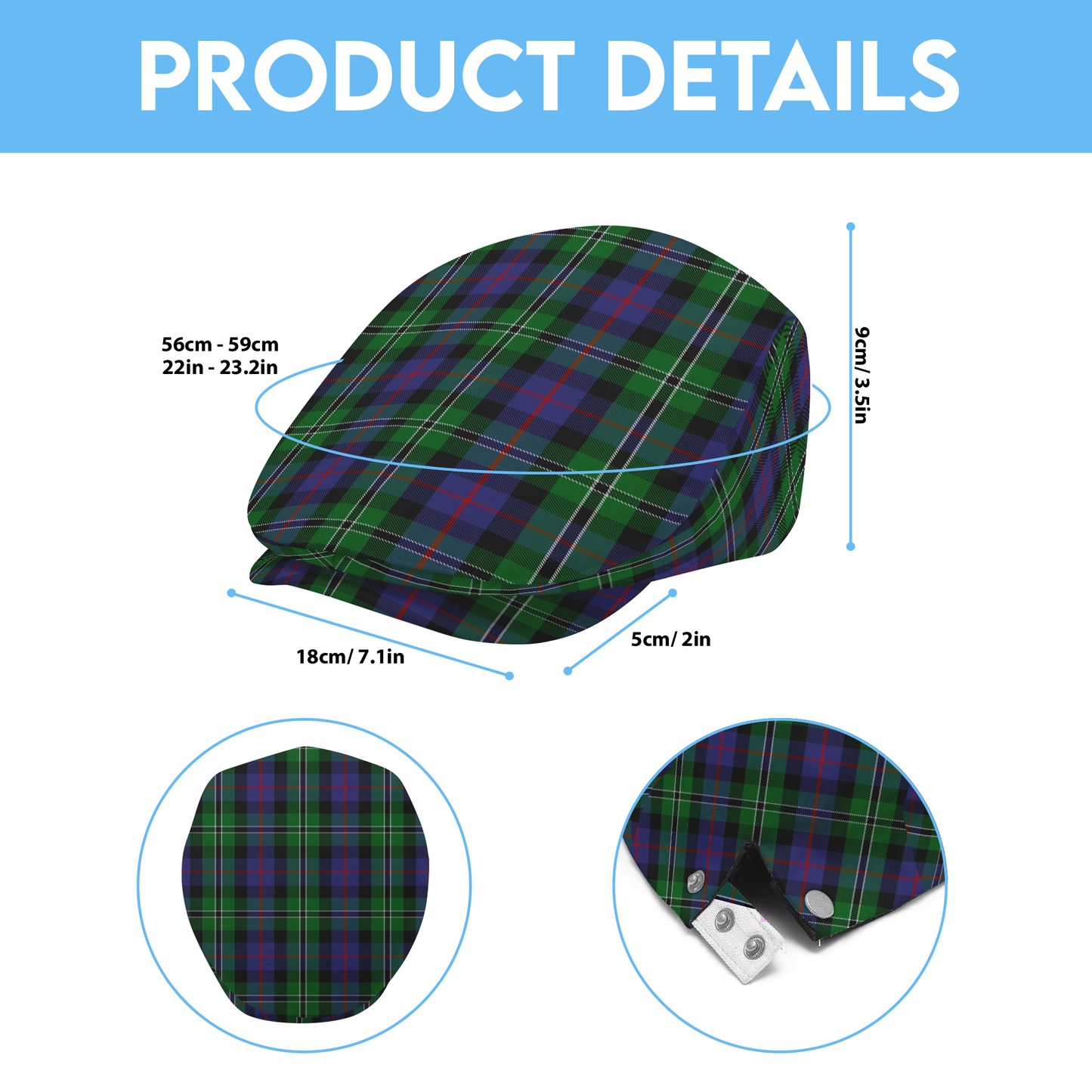 Clan Rose Hunting Tartan Flat Cap