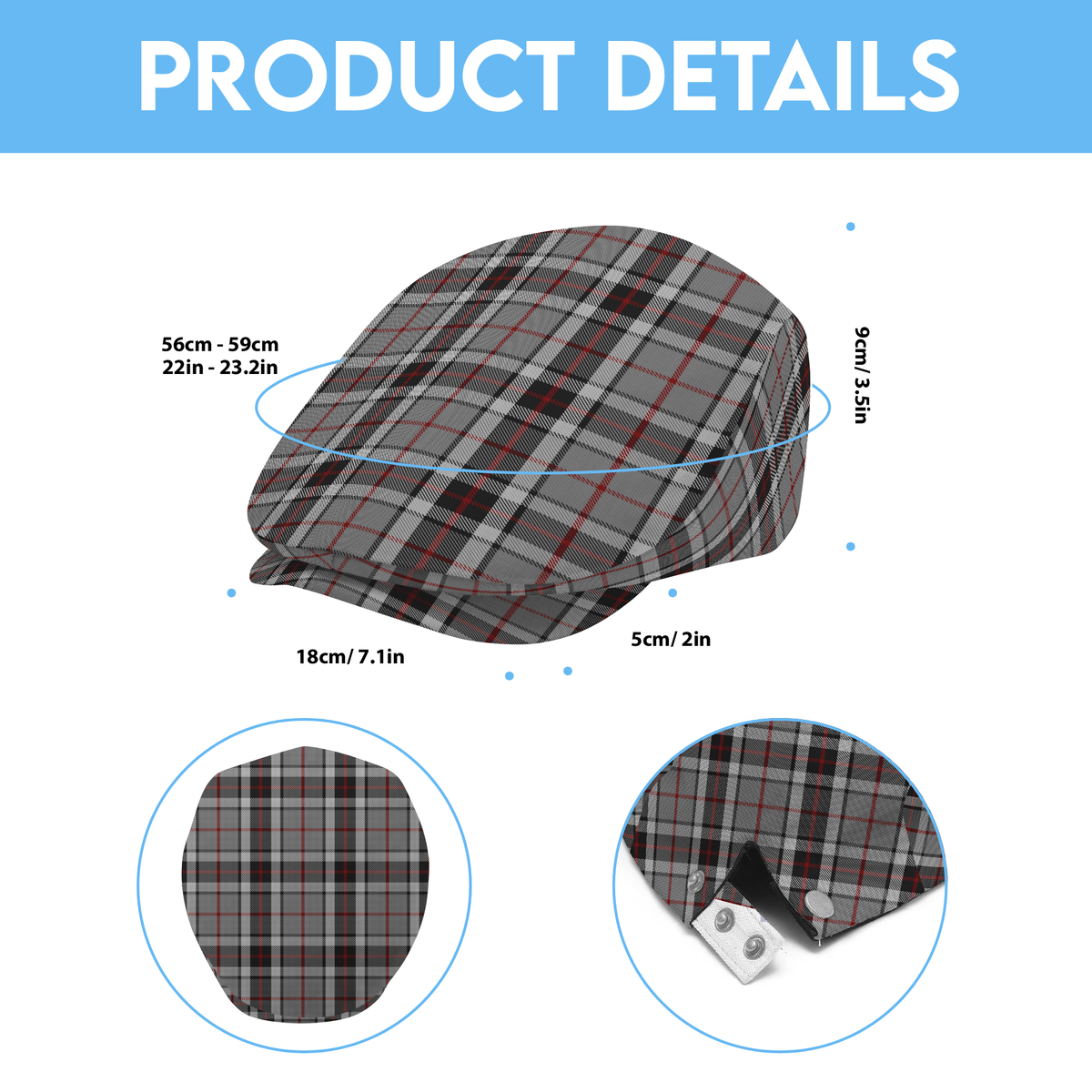 Clan Thomson Dress Grey Tartan Flat Cap