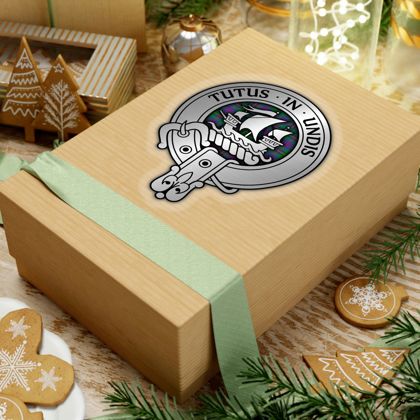 Clan Wood Crest & Tartan Kiss-Cut Stickers