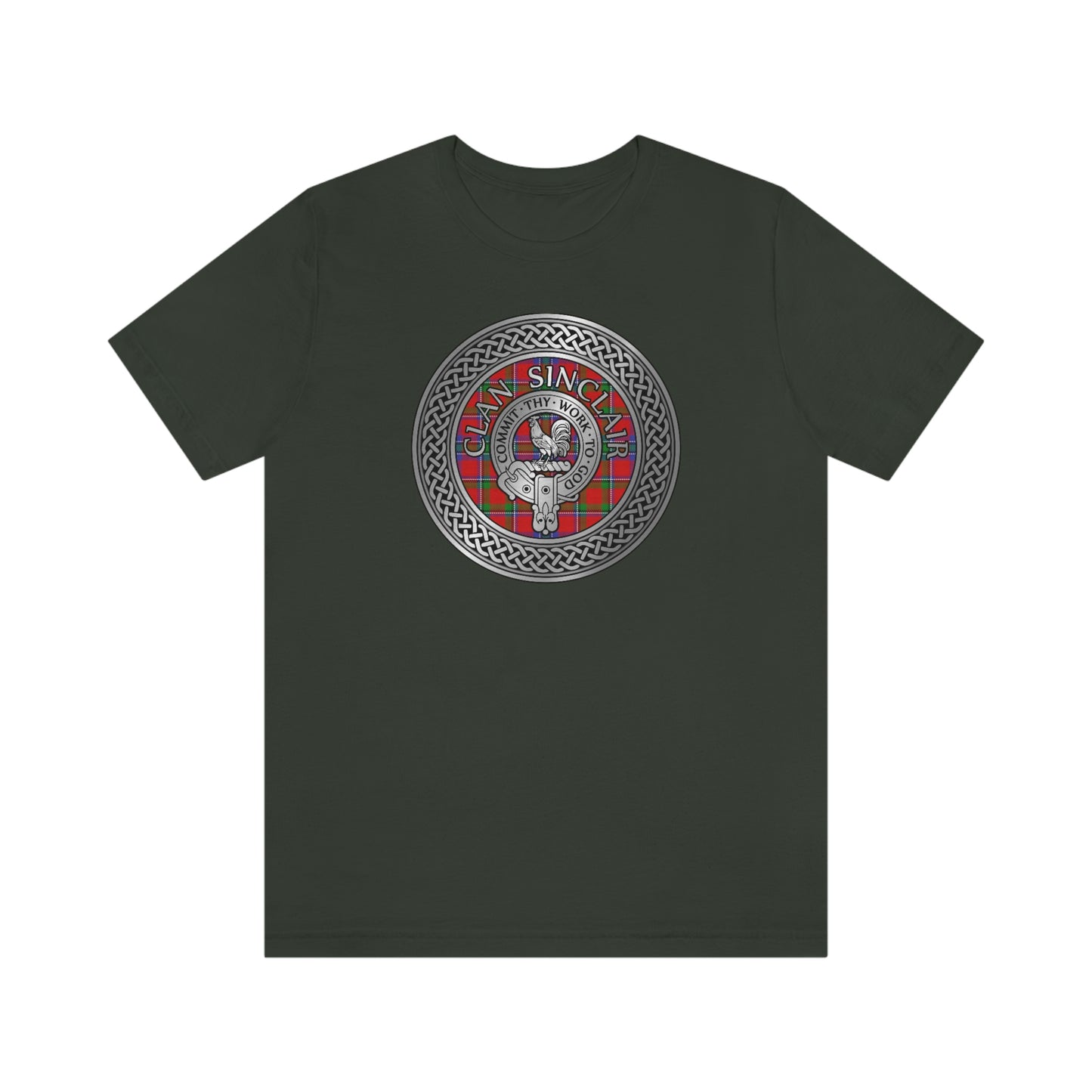 Clan Sinclair Tartan & Crest in Celtic Knot T-Shirt