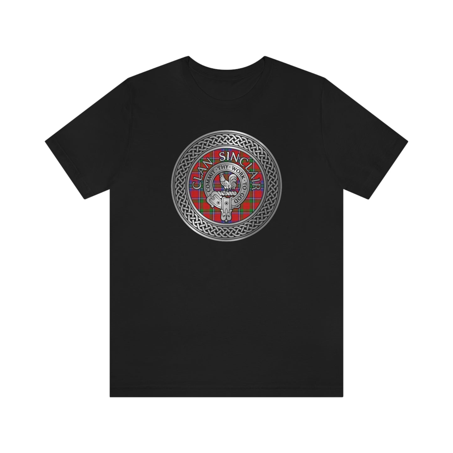 Clan Sinclair Tartan & Crest in Celtic Knot T-Shirt