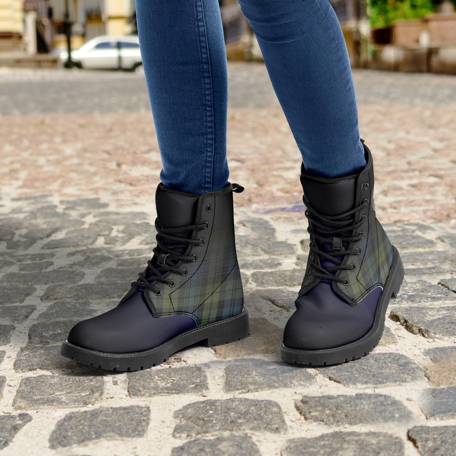 Clan Campbell Crest & Tartan Leather Boots