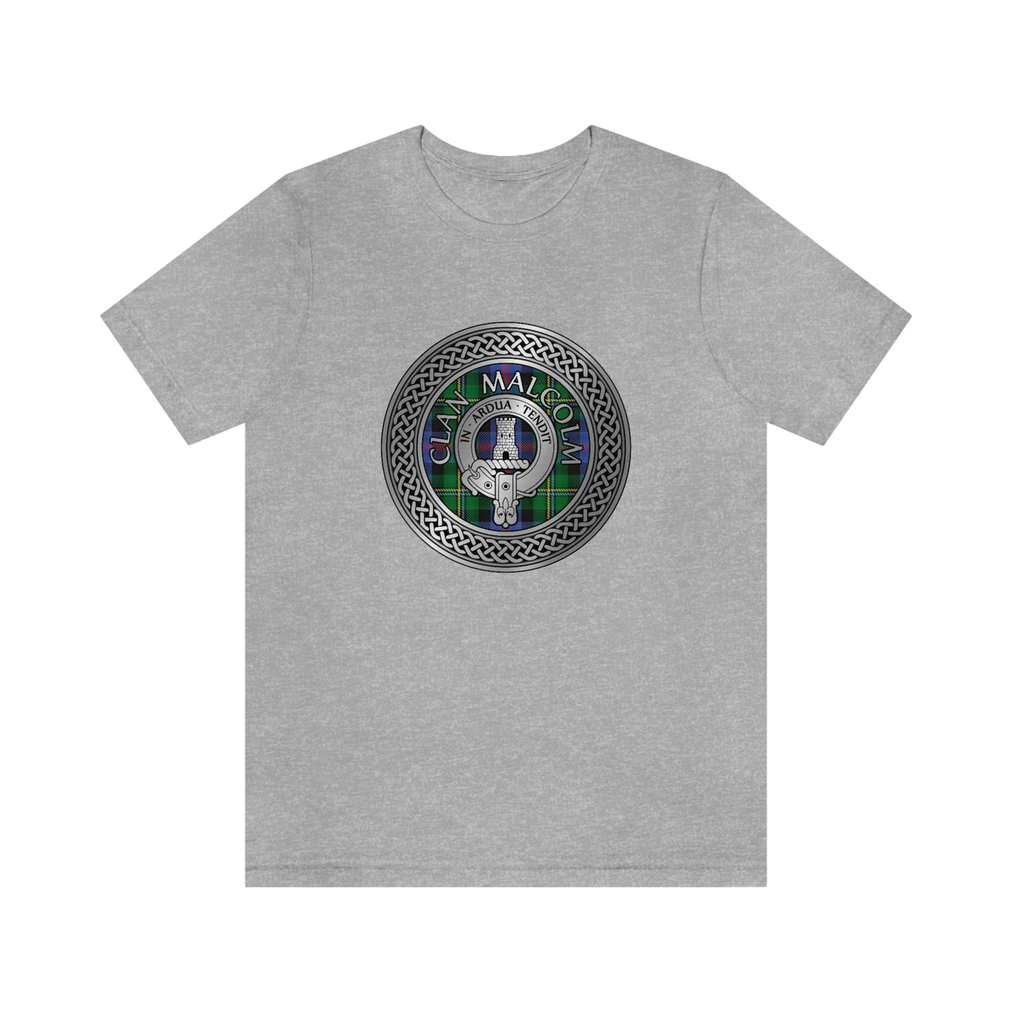 Clan Malcolm Crest & Tartan Knot T-Shirt