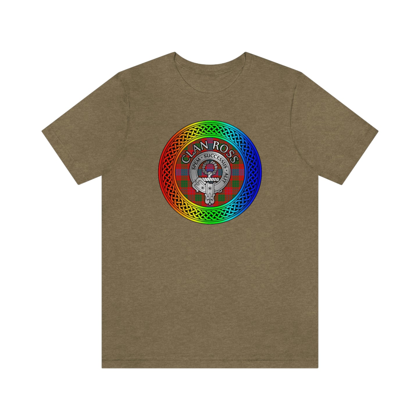 Clan Ross Tartan & Crest in Rainbow Celtic Knot