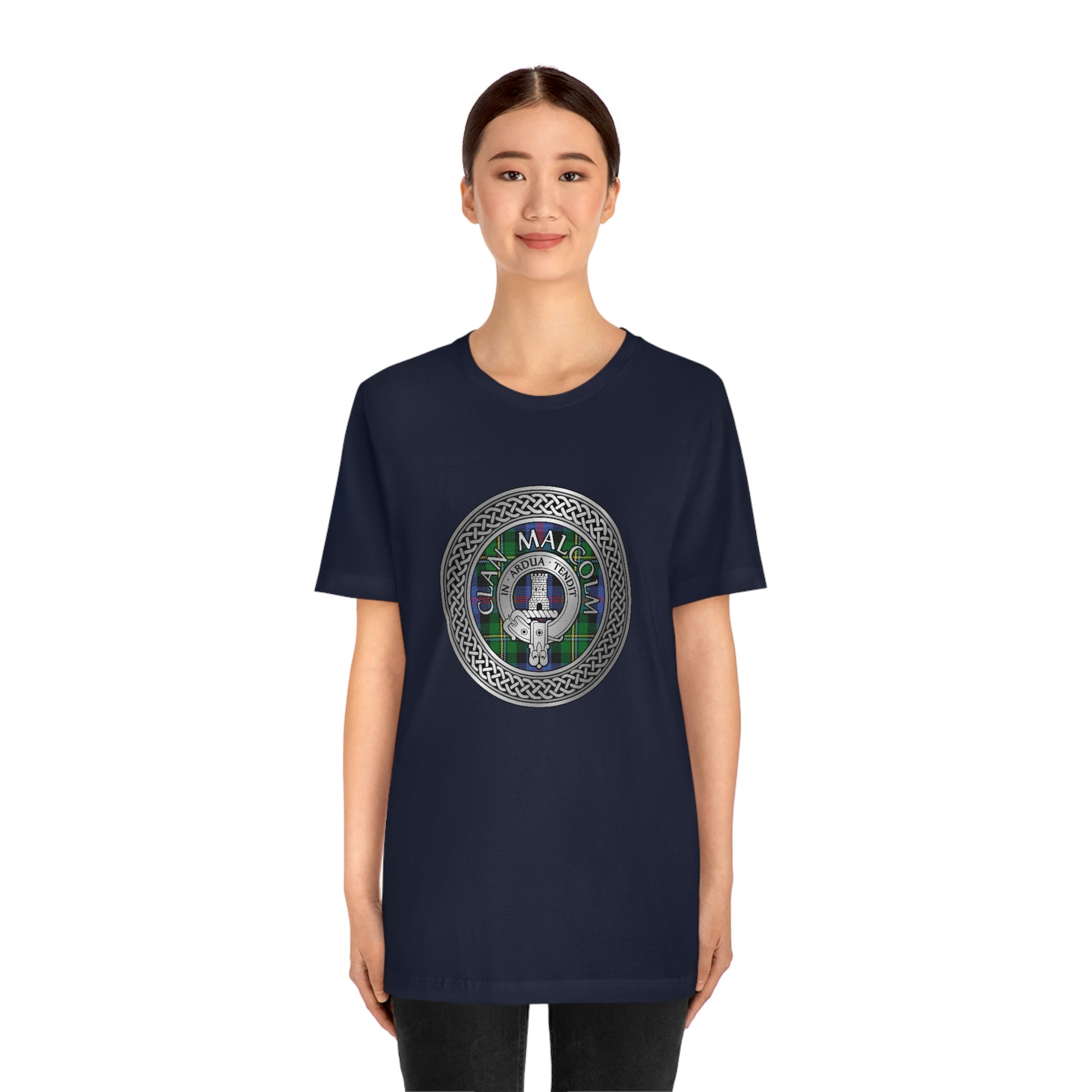 Clan Malcolm Crest & Tartan Knot T-Shirt