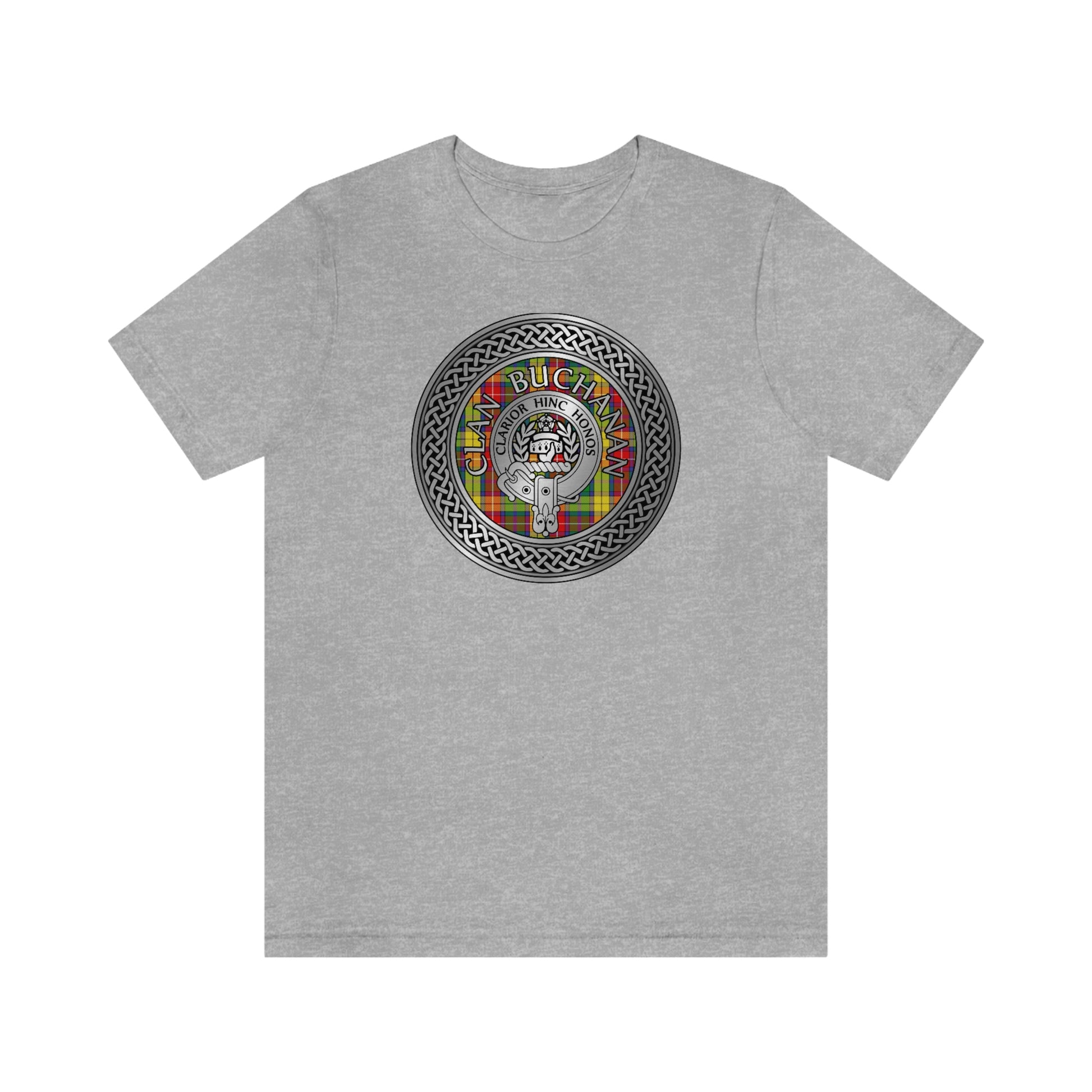 Clan Buchanan Tartan & Crest in Celtic Knot T-Shirt