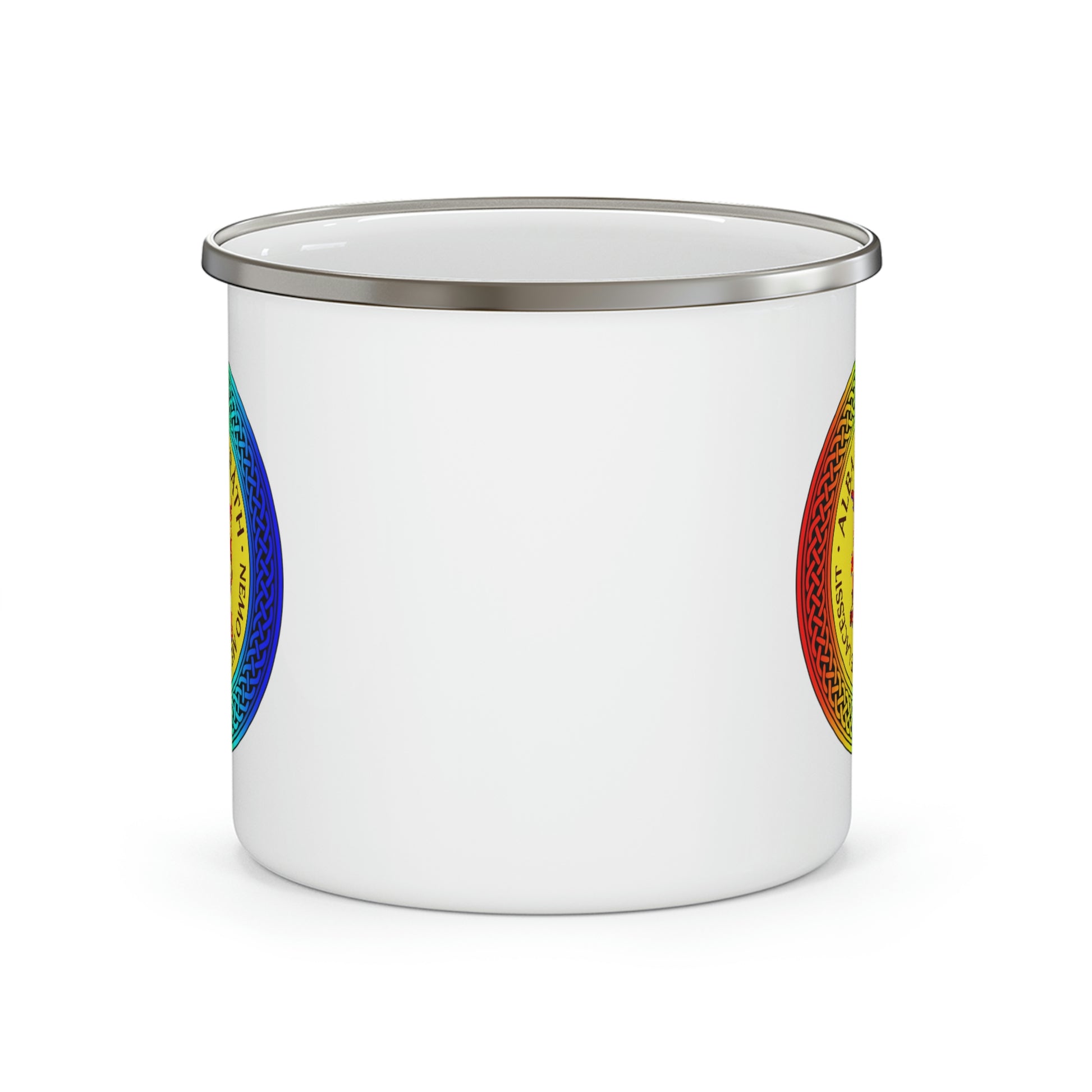 Alba Gu Brath Lion Rampant Rainbow Knot Enamel Camping Mug