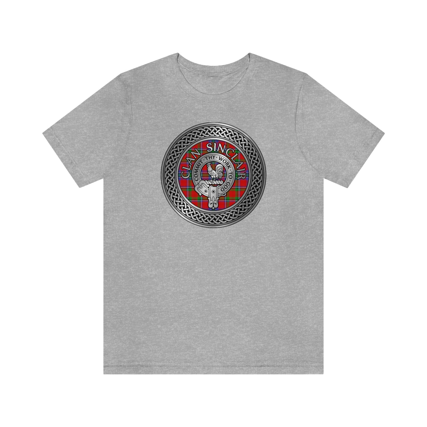 Clan Sinclair Tartan & Crest in Celtic Knot T-Shirt