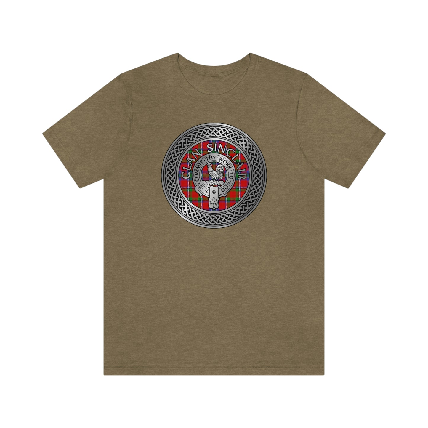 Clan Sinclair Tartan & Crest in Celtic Knot T-Shirt