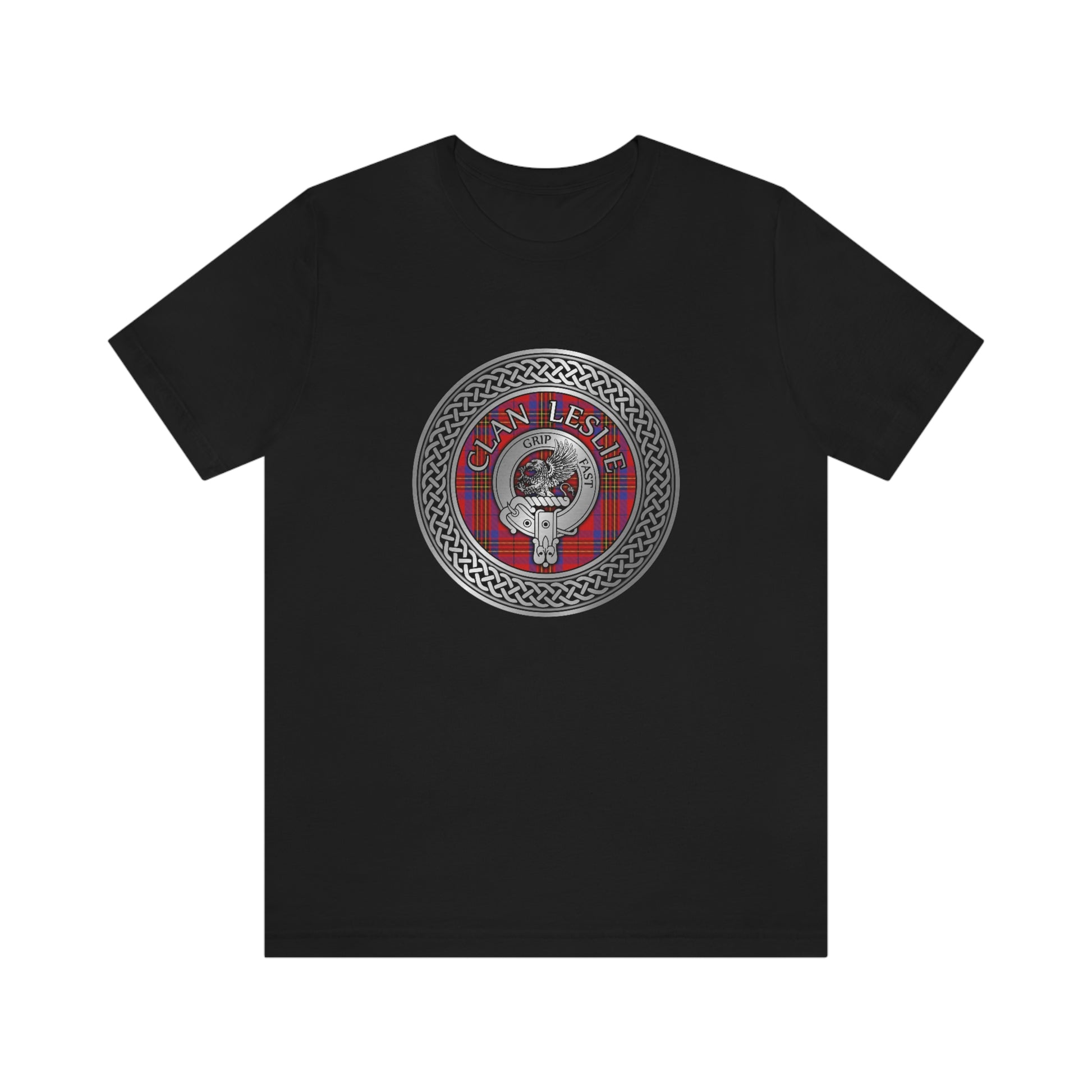 Clan Leslie Crest & Tartan Knot T-Shirt