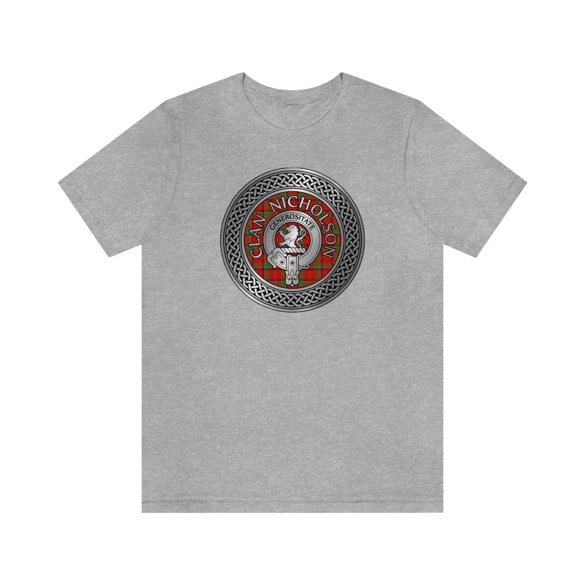 Clan Nicholson Tartan & Crest in Celtic Knot T-Shirt