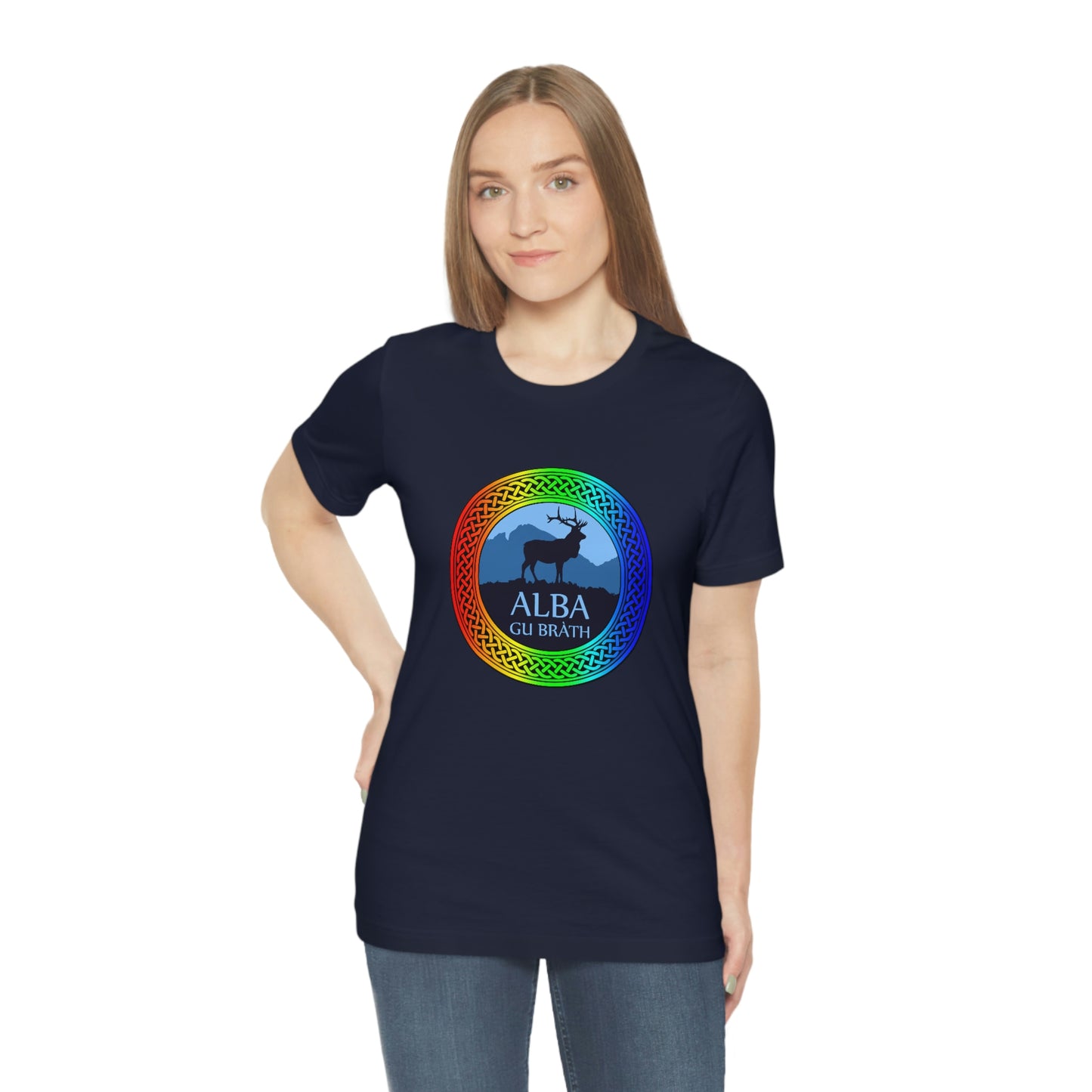 Alba Gu Brath Stag & Rainbow Knot T-Shirt