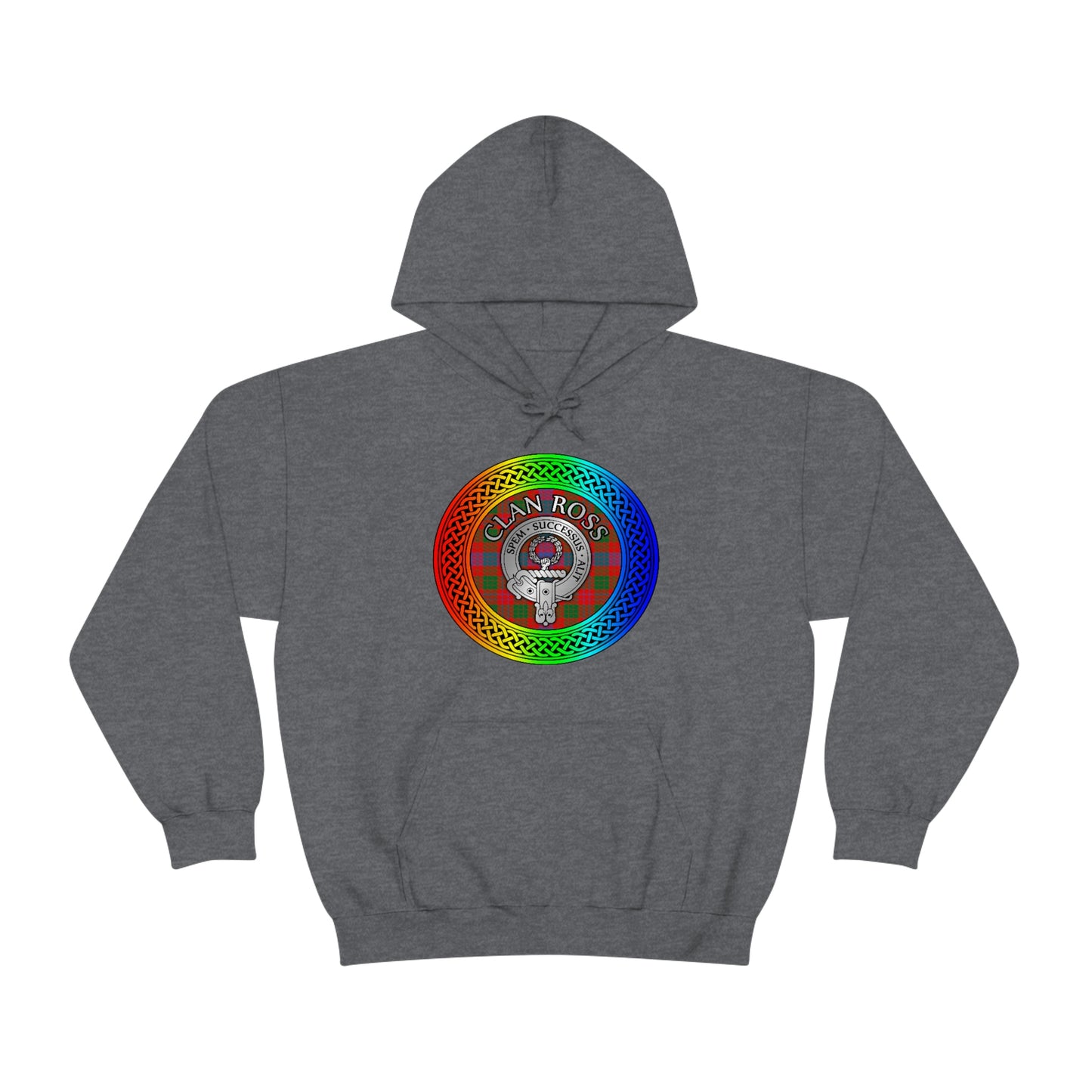 Clan Ross Crest & Tartan Rainbow Knot Unisex Heavy Blend™ Hooded Sweatshirt