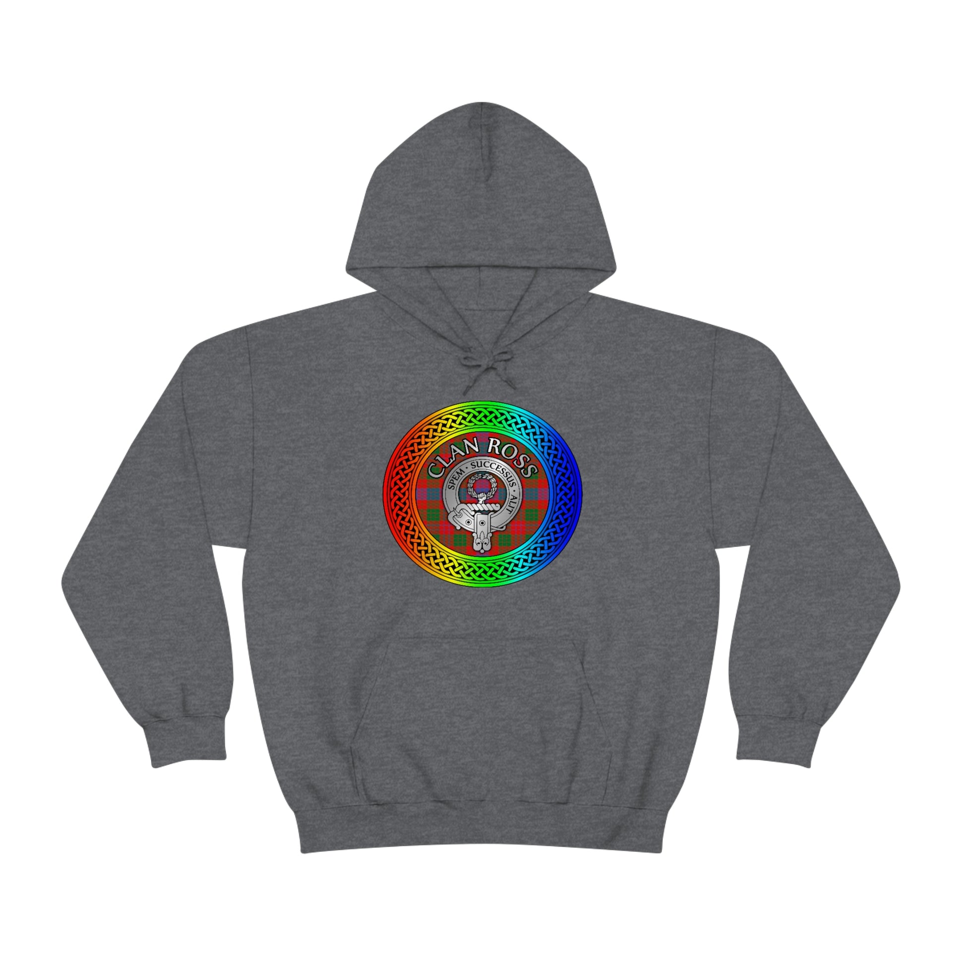 Clan Ross Crest & Tartan Rainbow Knot Unisex Heavy Blend™ Hooded Sweatshirt