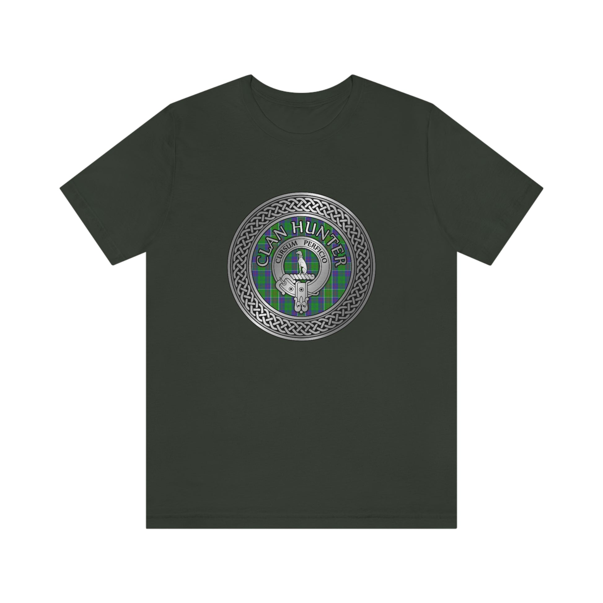 Clan Hunter Crest & Tartan Knot T-Shirt