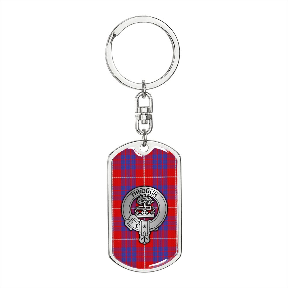 Clan Hamilton Crest & Tartan Dog Tag Keychain