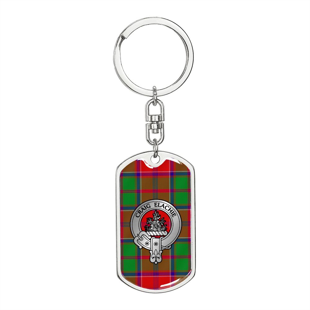 Clan Grant Crest & Tartan Dog Tag Keychain