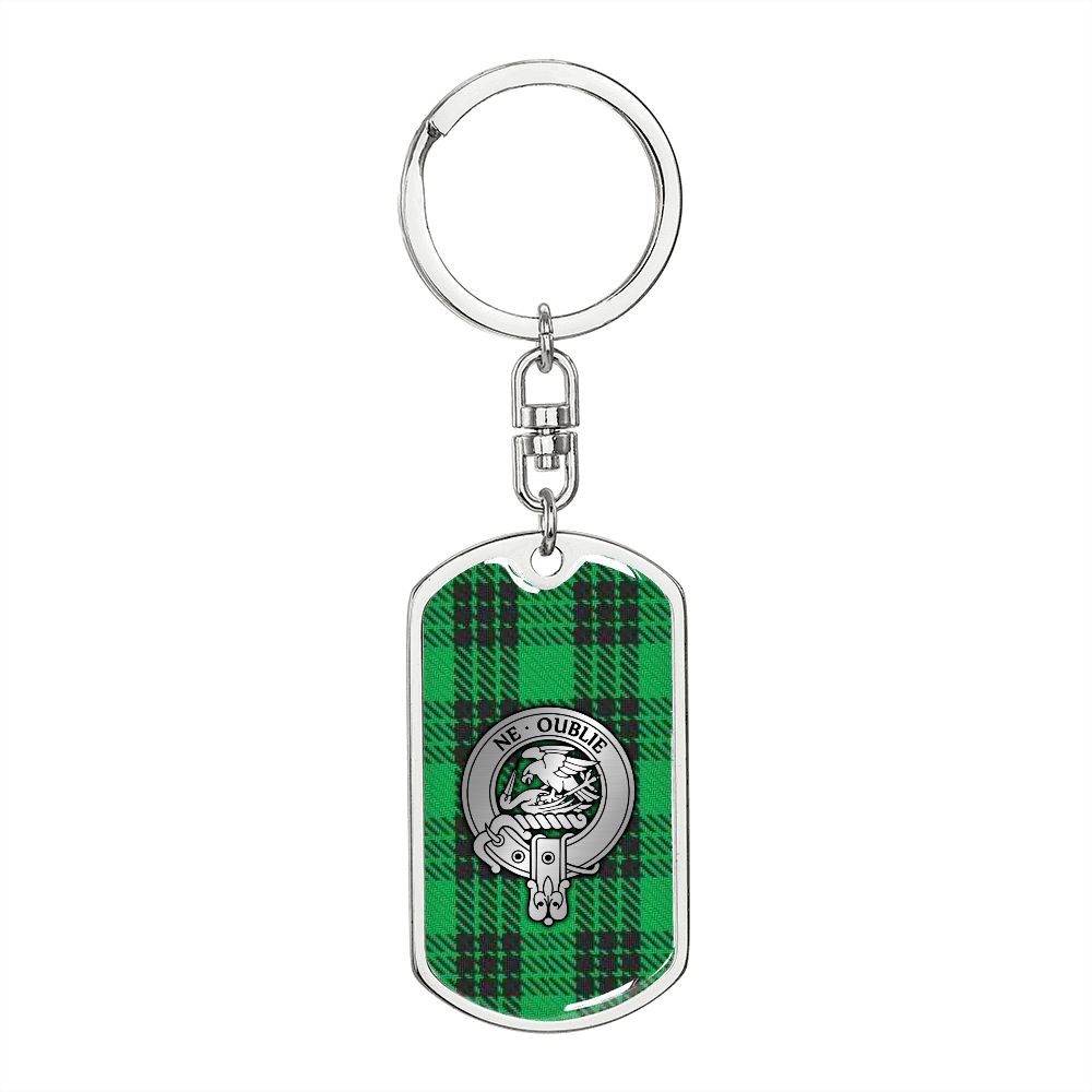 Clan Graham Crest & Tartan Dog Tag Keychain