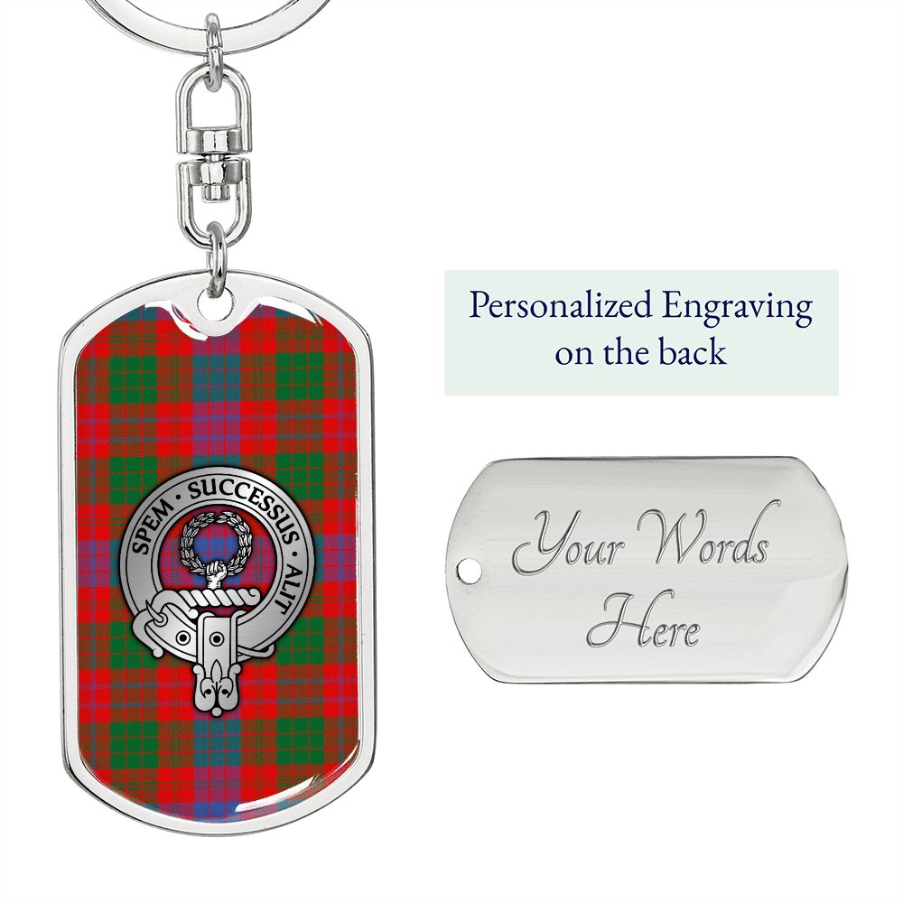 Clan Ross Crest & Tartan Dog Tag Keychain