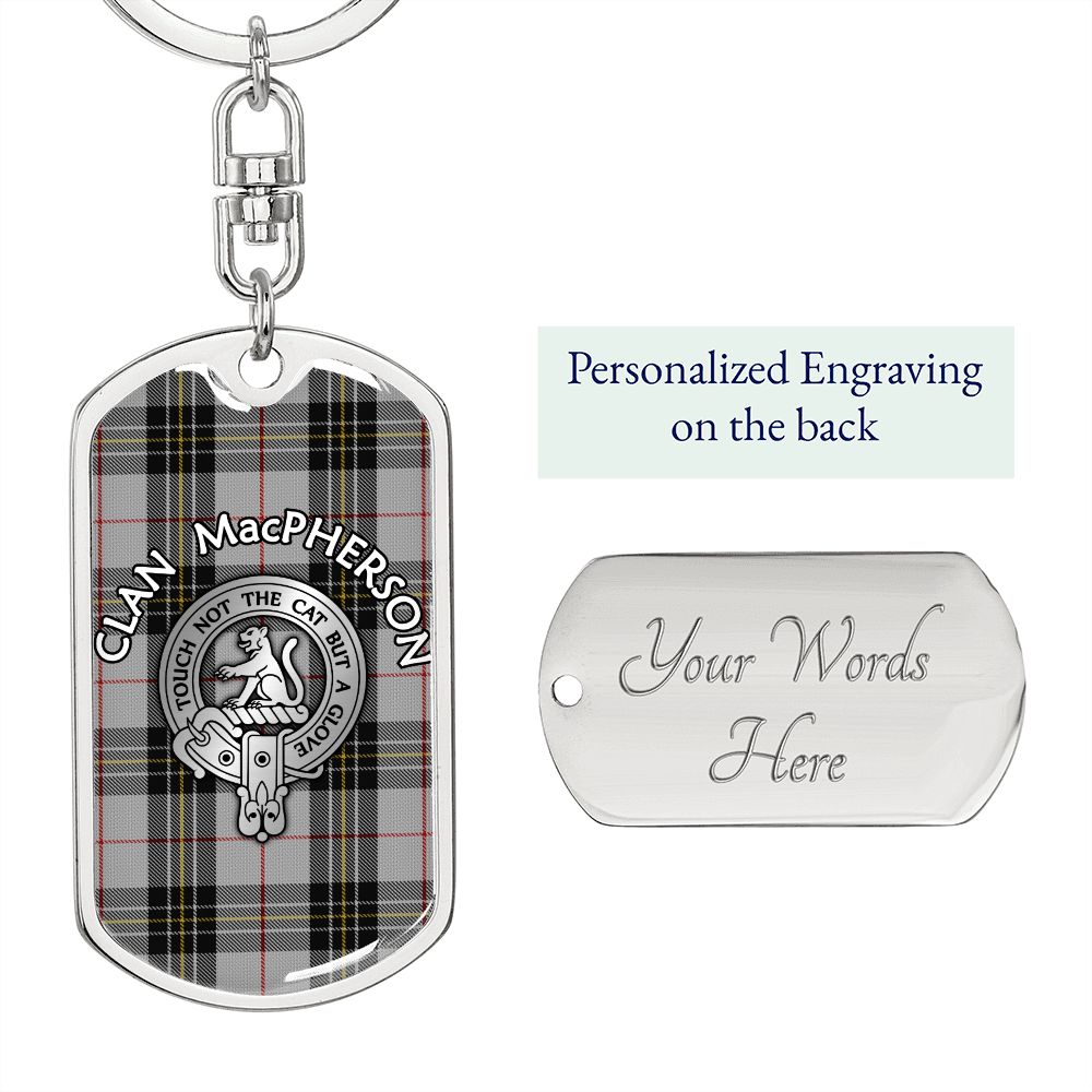 Clan MacPherson Crest & Tartan Dog Tag 2 Keychain