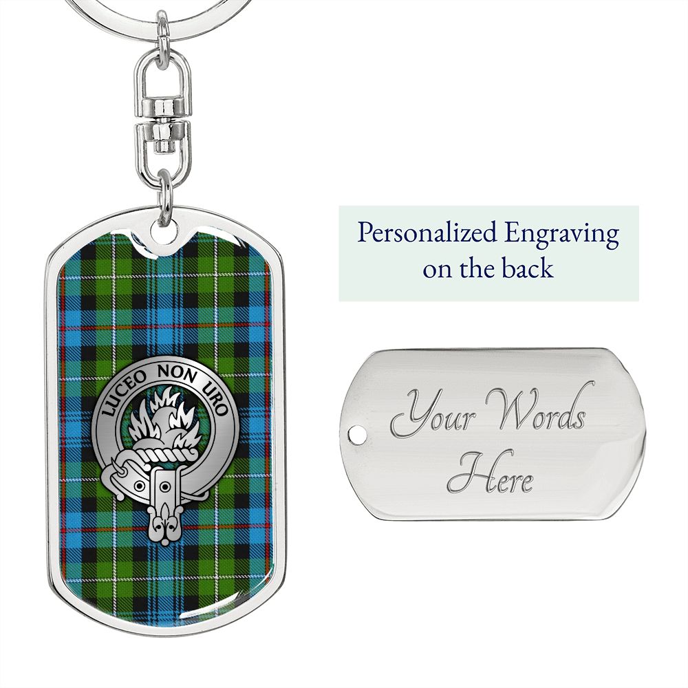 Clan MacKenzie Crest & Tartan Dog Tag Keychain