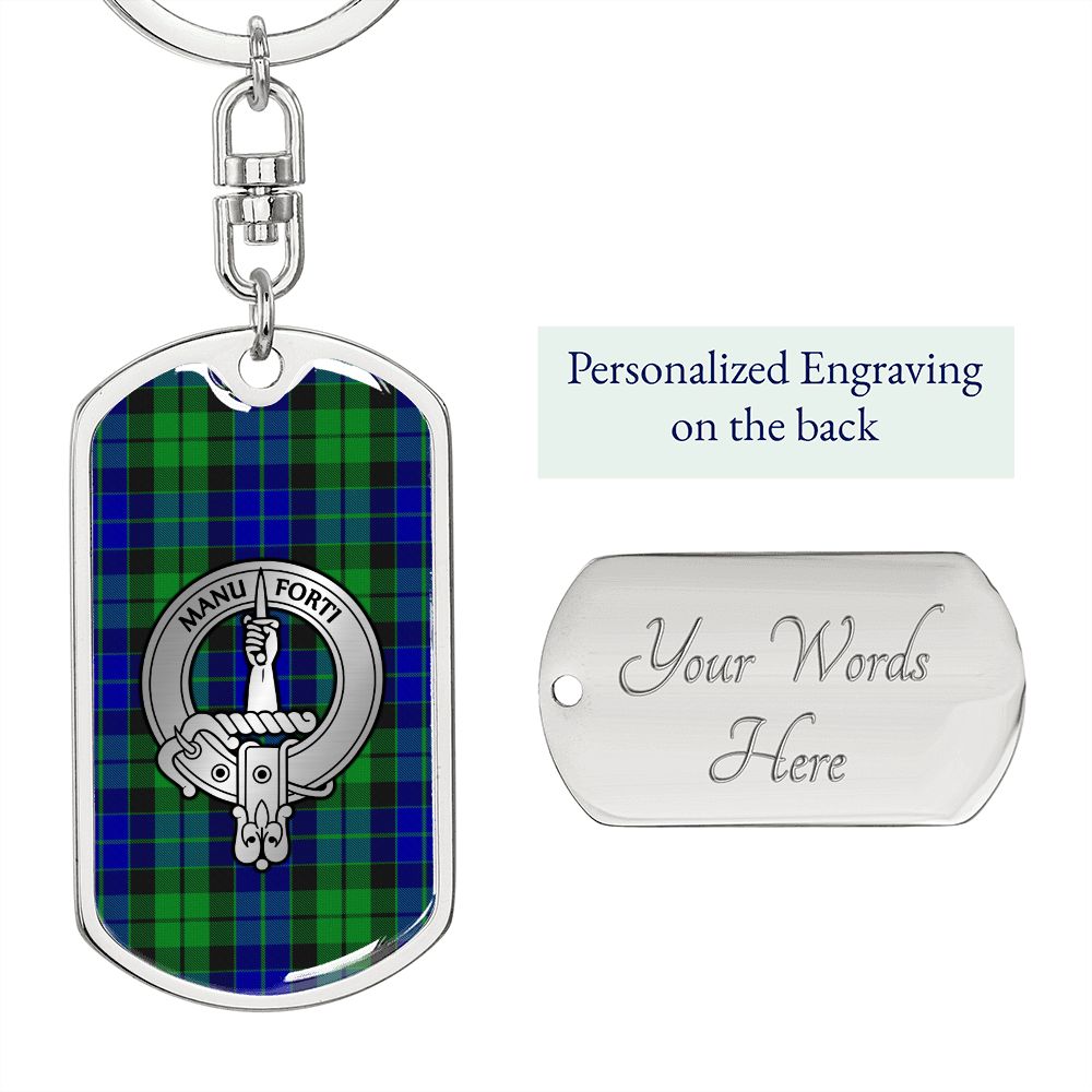 Clan MacKay Crest & Tartan Dog Tag Keychain
