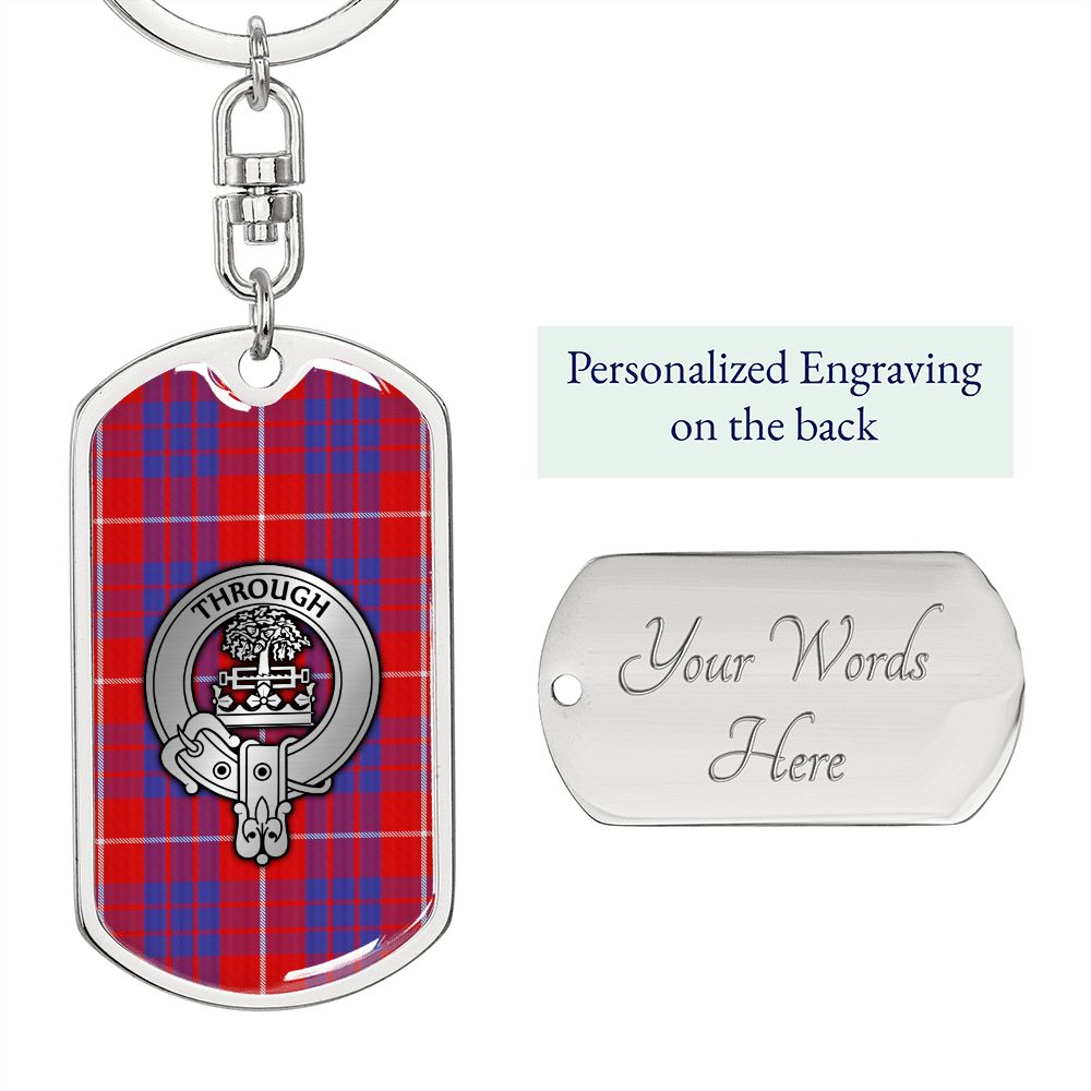 Clan Hamilton Crest & Tartan Dog Tag Keychain