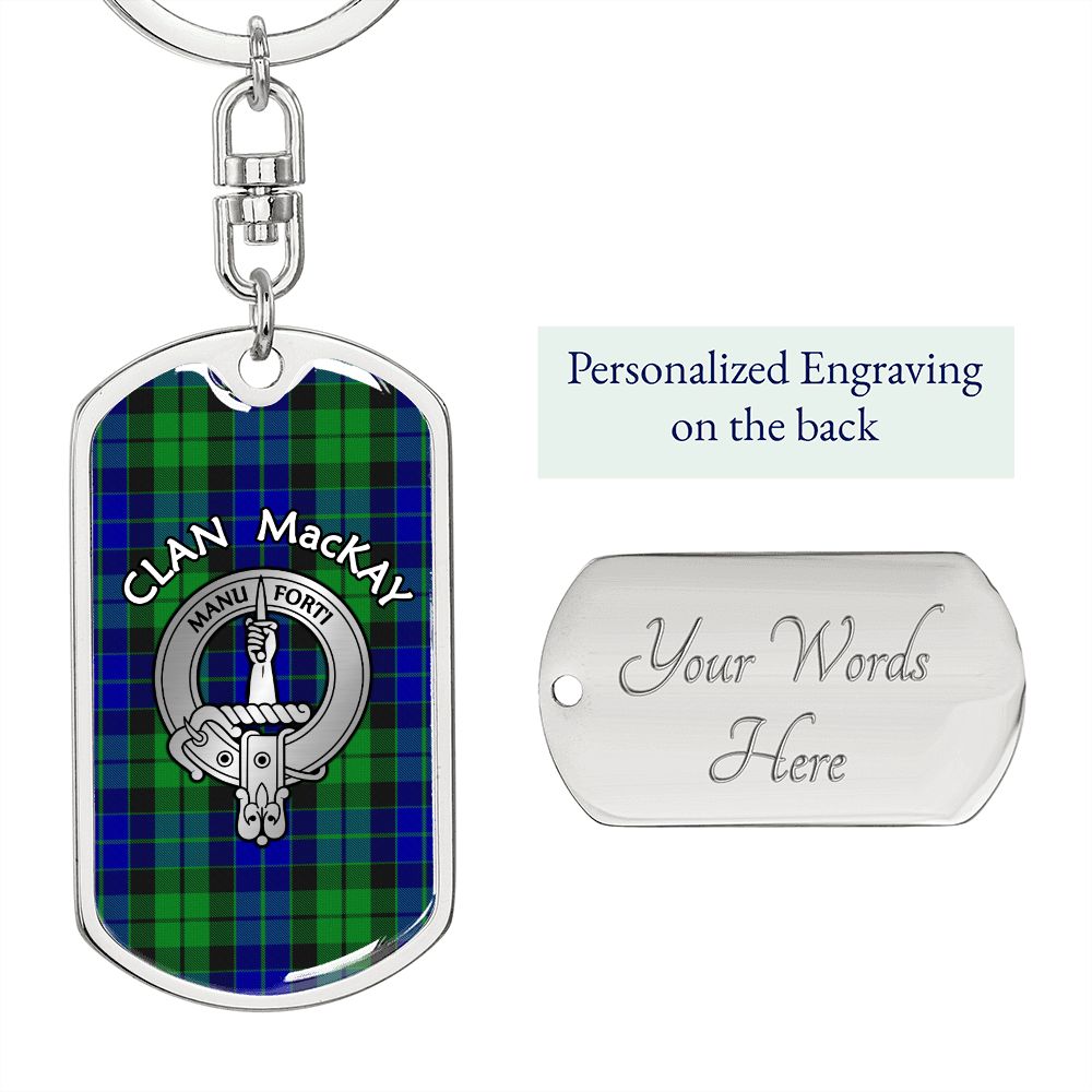 Clan MacKay Crest & Tartan Dog Tag 2 Keychain