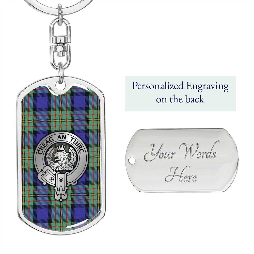 Clan MacLaren Crest & Tartan Dog Tag Keychain