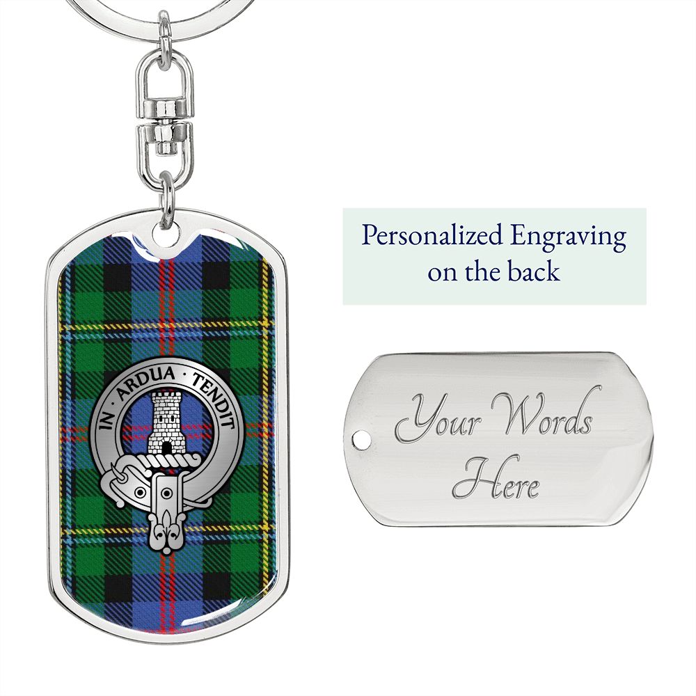 Clan Malcolm Crest & Tartan Dog Tag Keychain