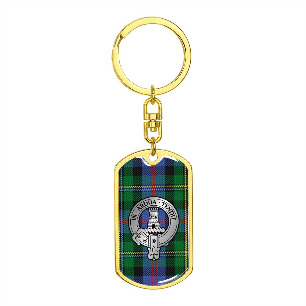 Clan Malcolm Crest & Tartan Dog Tag Keychain