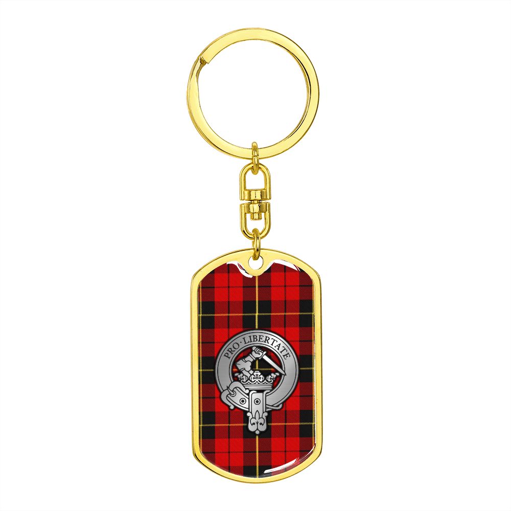 Clan Wallace Crest & Tartan Dog Tag Keychain