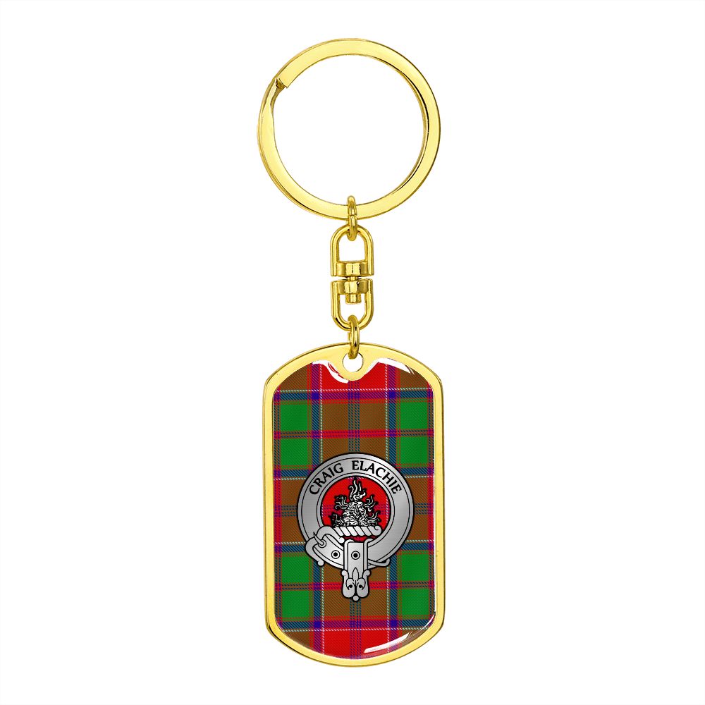 Clan Grant Crest & Tartan Dog Tag Keychain