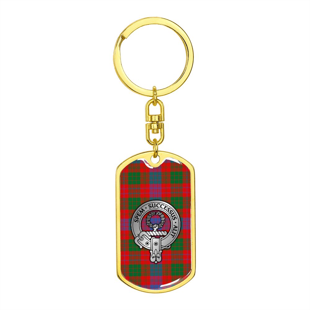 Clan Ross Crest & Tartan Dog Tag Keychain