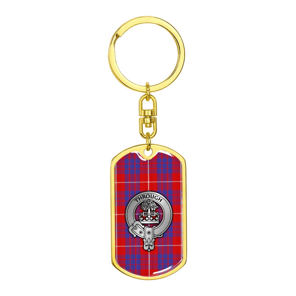 Clan Hamilton Crest & Tartan Dog Tag Keychain
