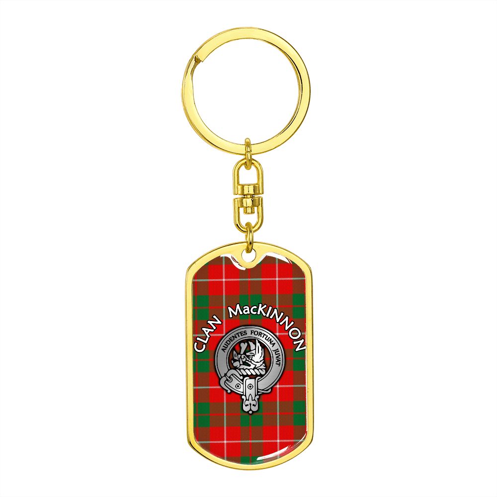 Clan MacKinnon Crest & Tartan Dog Tag 2 Keychain