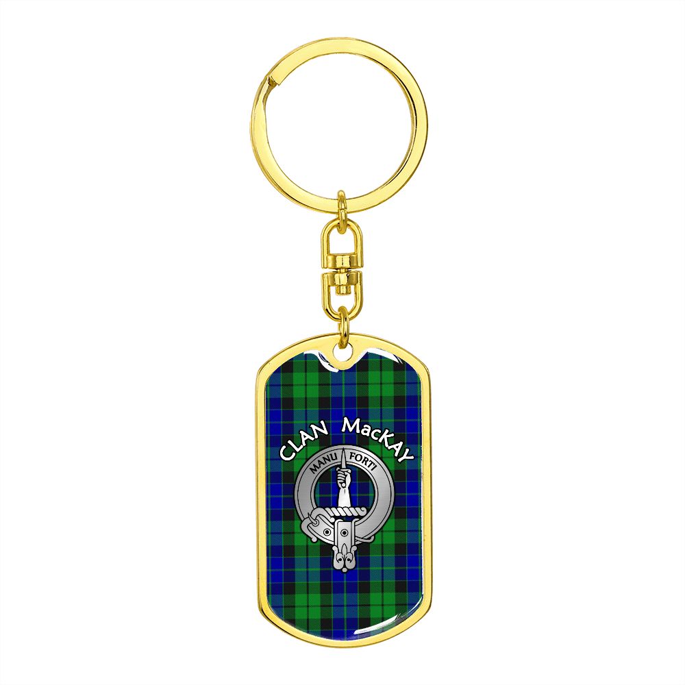 Clan MacKay Crest & Tartan Dog Tag 2 Keychain
