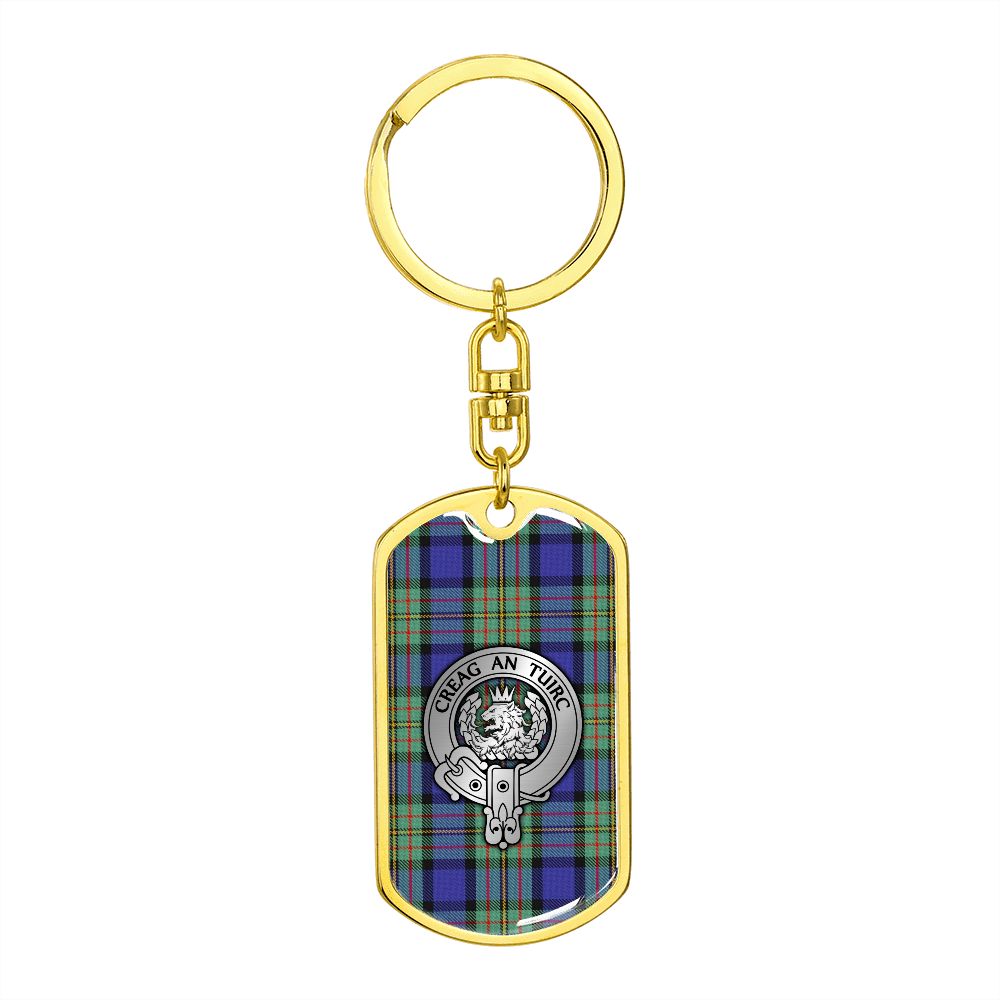 Clan MacLaren Crest & Tartan Dog Tag Keychain