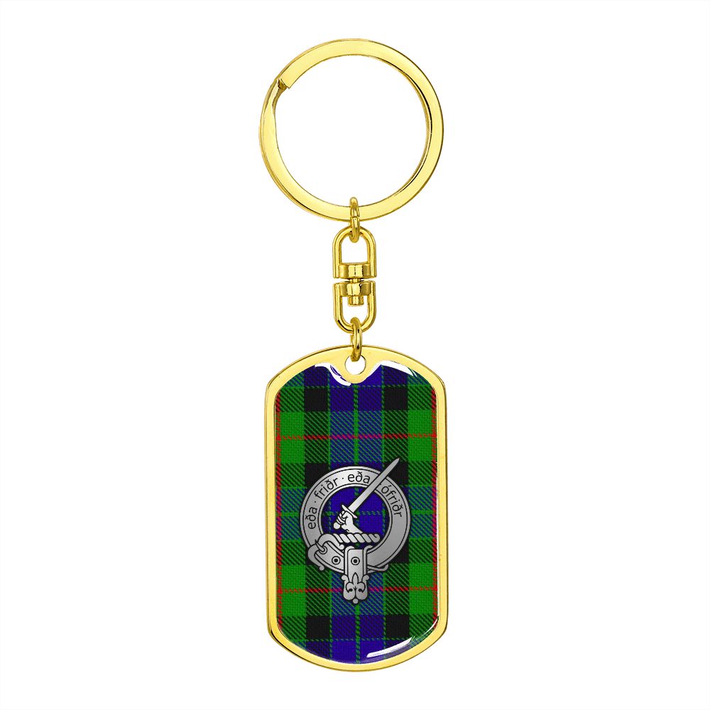 Clan Gunn Crest & Tartan Dog Tag Keychain