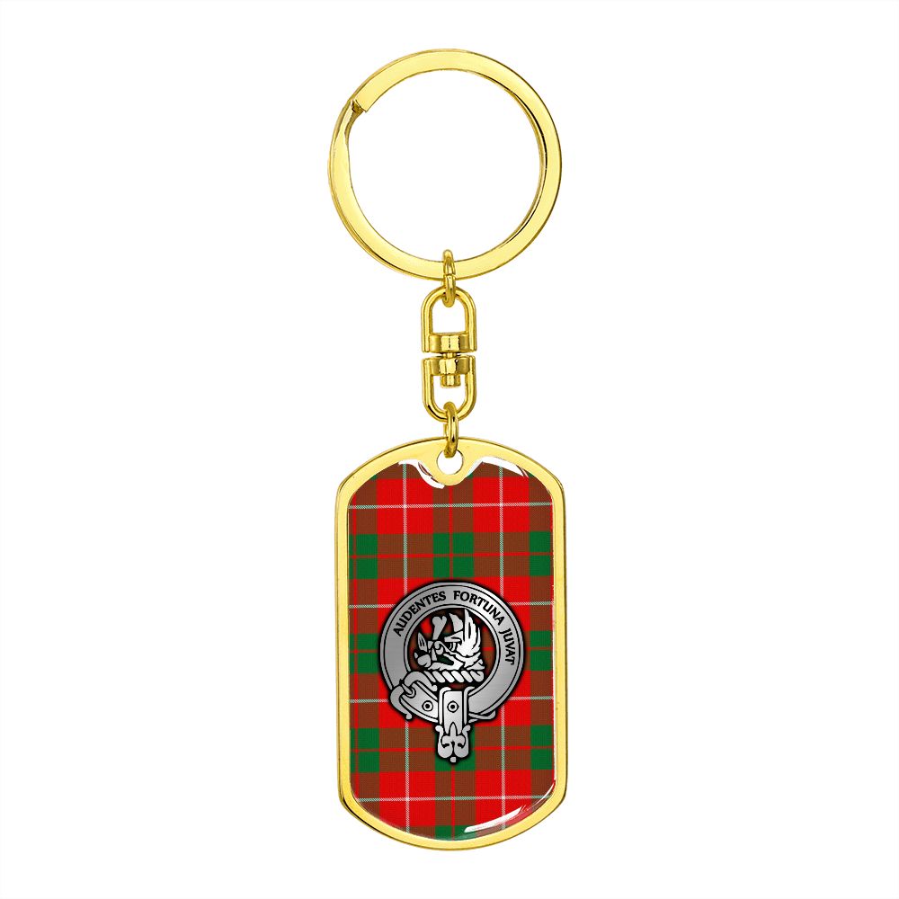 Clan MacKinnon Crest & Tartan Dog Tag Keychain
