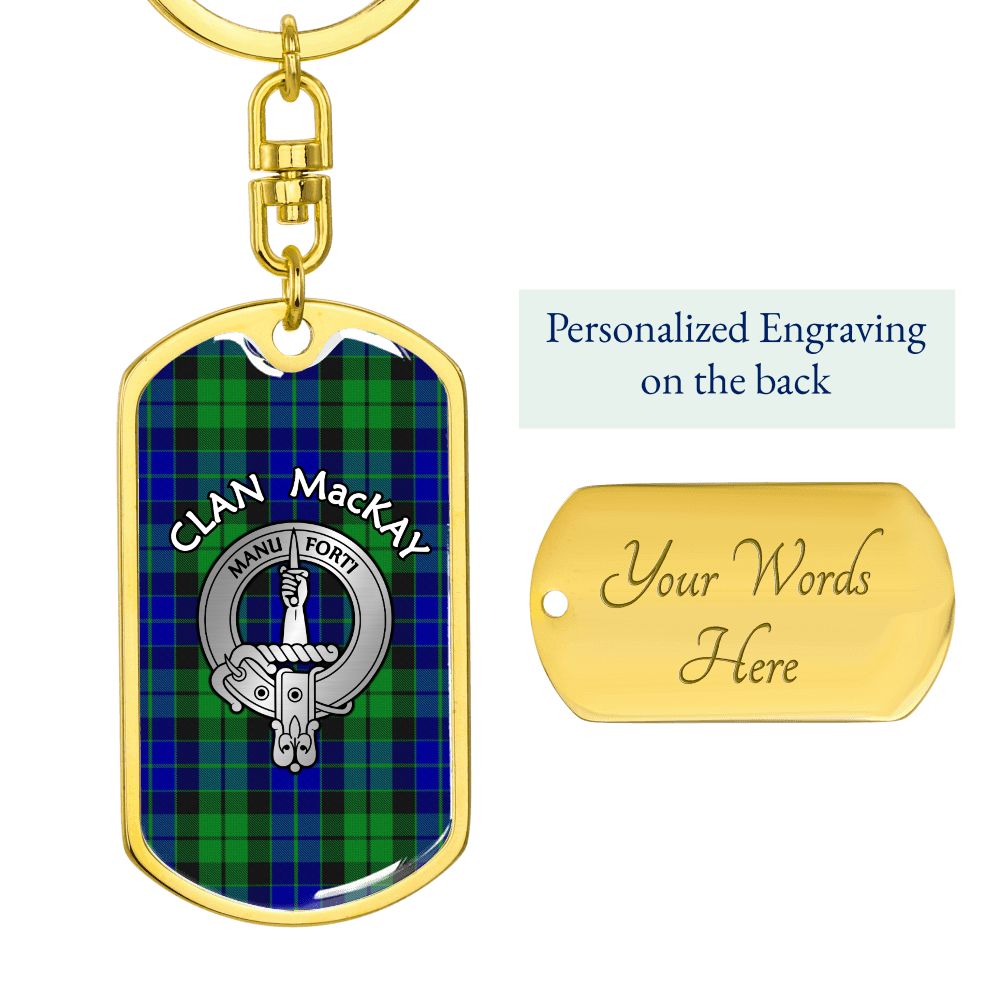 Clan MacKay Crest & Tartan Dog Tag 2 Keychain
