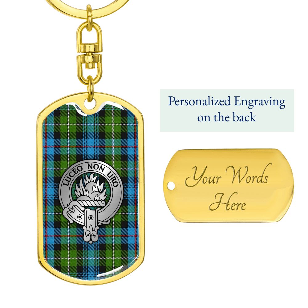 Clan MacKenzie Crest & Tartan Dog Tag Keychain